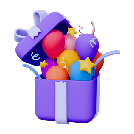 Gift Box with Balloons  3D Icon