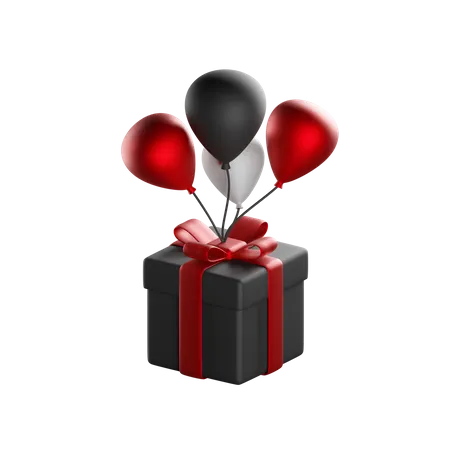 Gift Box Balloon 3 D Render Isolated Images 3D Icon