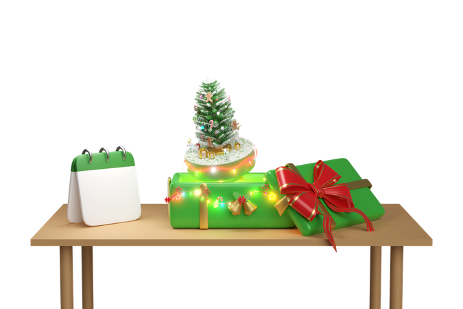 Gift Box With Christmas Tree  3D Icon