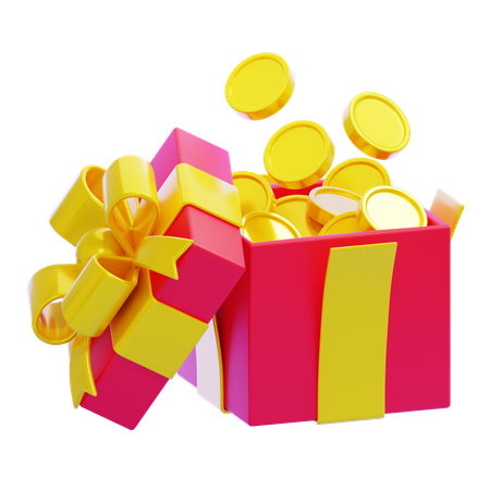 Gift Box with Coin  3D Icon