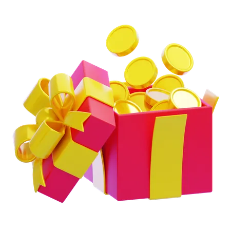 Gift Box with Coin  3D Icon