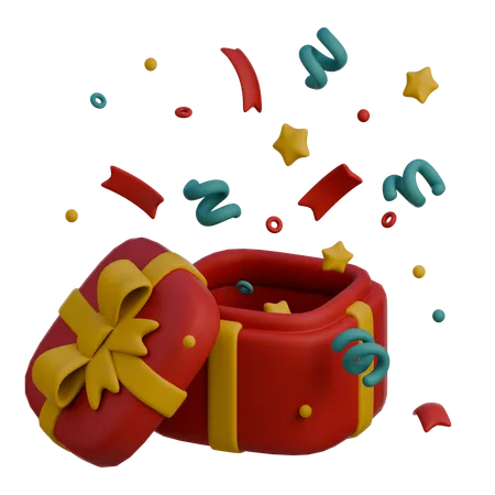 Gift Box With Confetti  3D Icon