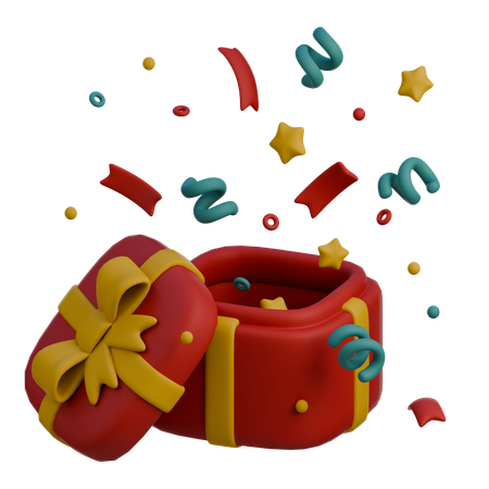 Gift Box With Confetti  3D Icon