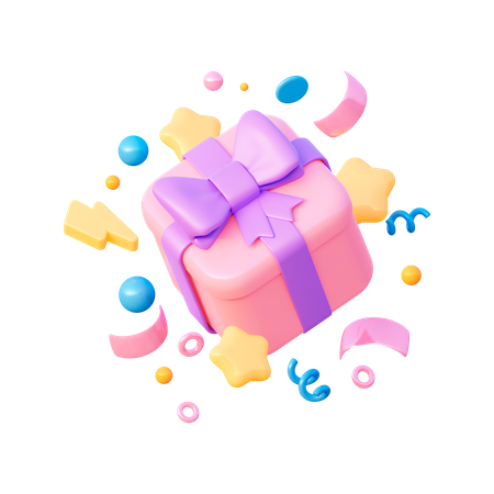 Gift Box With Confetti  3D Icon