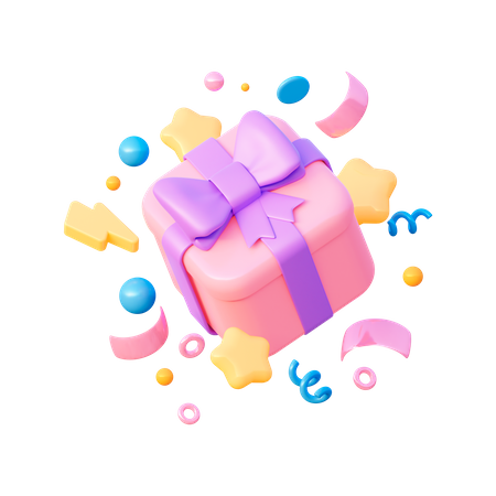 Gift Box With Confetti  3D Icon