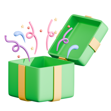 Gift Box With Confetti Explosion  3D Icon