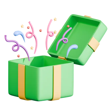 Gift Box With Confetti Explosion  3D Icon