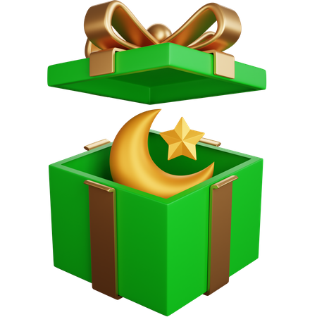 Gift Box With Crescent Moon 3D Icon
