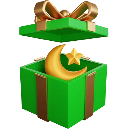 Gift Box With Crescent Moon 3D Icon