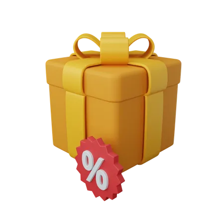 Gift box with discount 3D Illustration