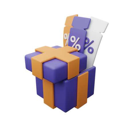 Gift Box With Discount Coupon  3D Icon
