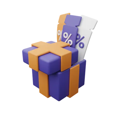Gift Box With Discount Coupon Download This Item Now 3D Icon