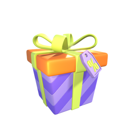 Gift Box With Discount Tag  3D Icon