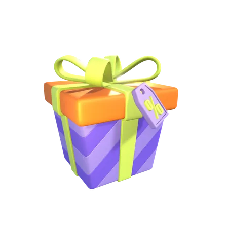 Gift Box With Discount Tag  3D Icon