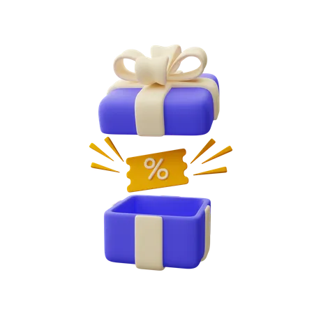 Gift Box With Discount Voucher  3D Icon