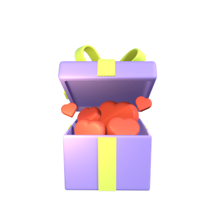 Gift Box With Floating Hearts  3D Icon