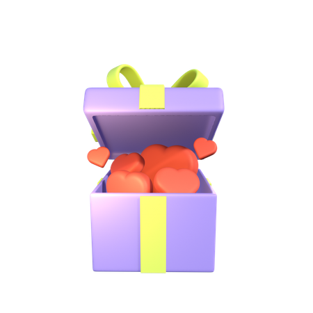 Gift Box With Floating Hearts  3D Icon