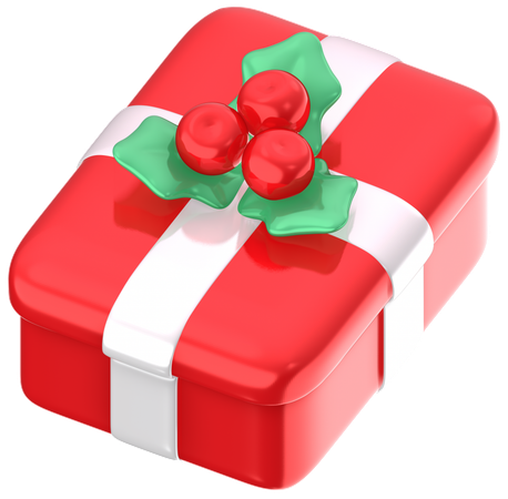 Gift Box With Holly  3D Icon