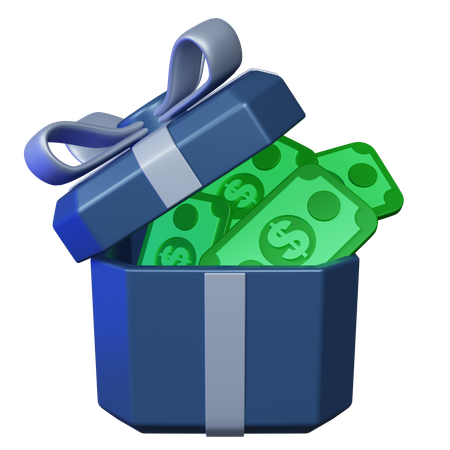 Gift Box With Money  3D Icon
