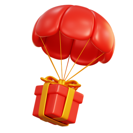 Gift Box with Parachute  3D Icon