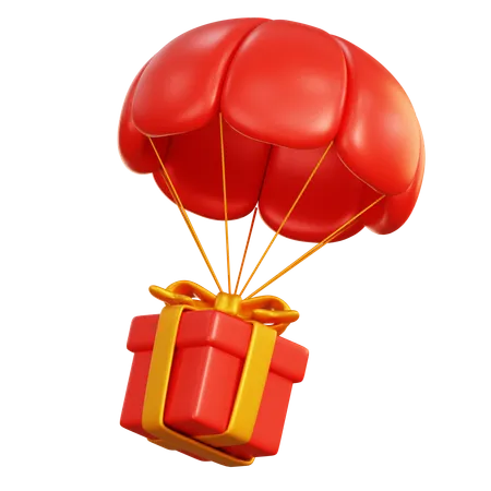 Gift Box with Parachute  3D Icon