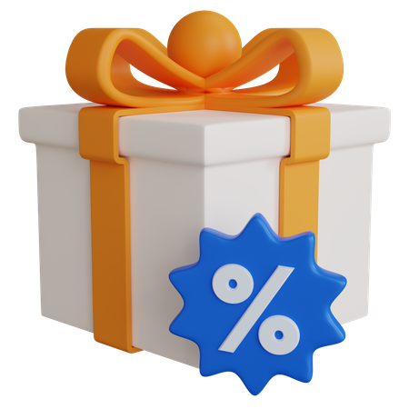 Gift Box With Percent  3D Icon