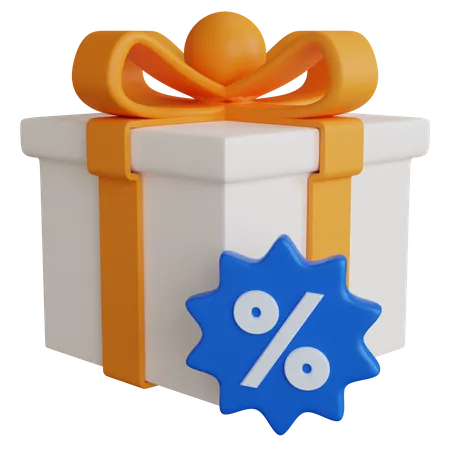 Gift Box With Percent 3D Icon