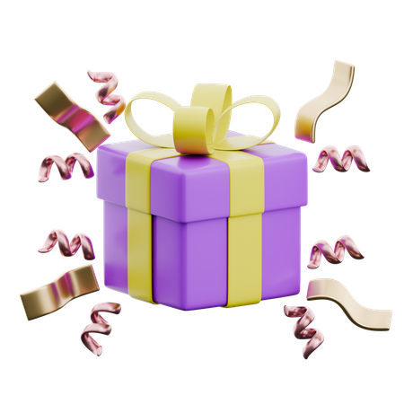 Gift Box With Ribbons  3D Icon