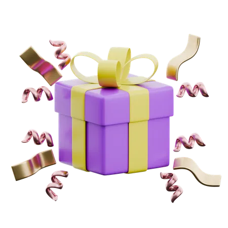 Gift Box With Ribbons  3D Icon