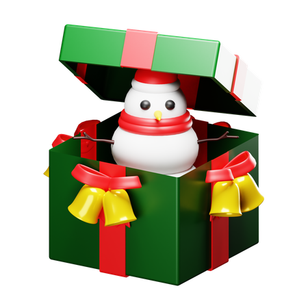 Gift Box With Snowman 3D Icon