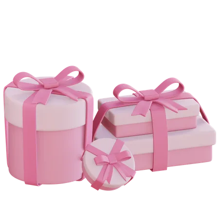 3 D Gift Boxes With Transparent Background 3D Icon