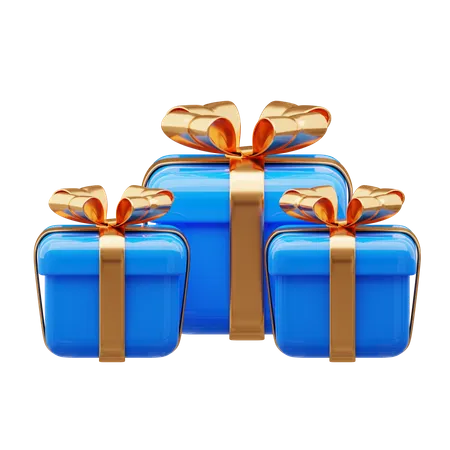 Blue Gift Box With Shopping Bag 3D Icon