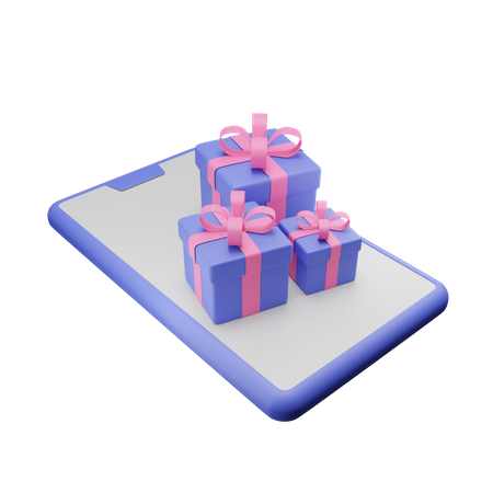 Gift Boxes On Mobile Phone  3D Illustration