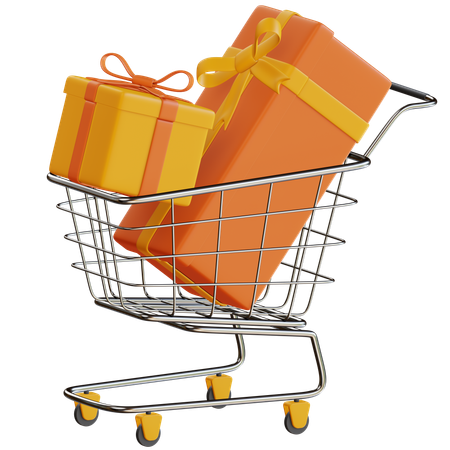 Gift Boxes With Trolley  3D Icon