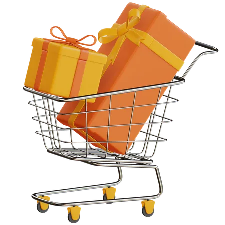 3 D Gift Boxes With Trolley Illustration 3D Icon