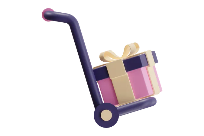 Gift Cart With Present  3D Icon