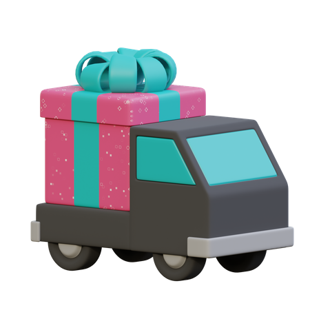 Gift Delivery Truck 3D Illustration