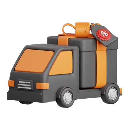 3 D Rendering Gift Delivery Truck Isolated Useful For Sale Discount Advertising Promo And Marketing 3D Icon
