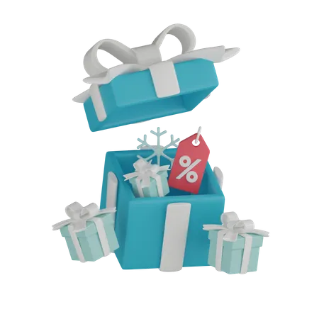 3 D Christmas Box Collection With Various Elements 3D Icon