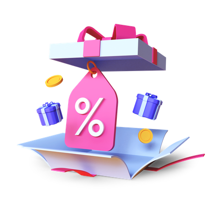 Gift Discount Box  3D Illustration