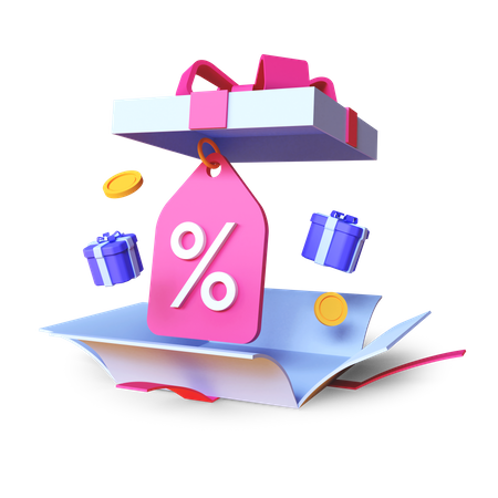 Gift Discount Box 3D Illustration