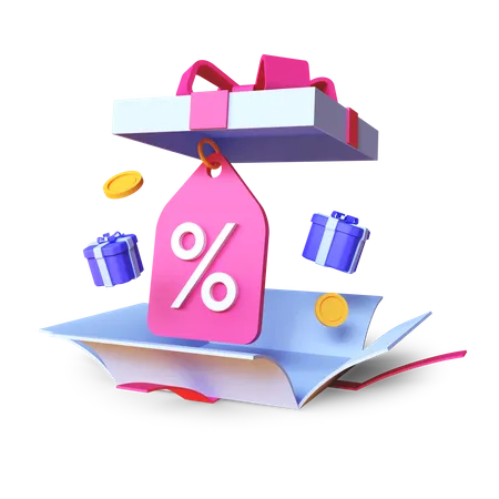 Gift Discount Box  3D Illustration
