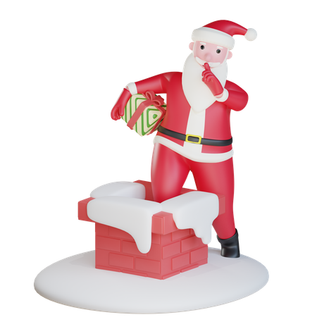 Gift Distribution By Santa 3D Illustration