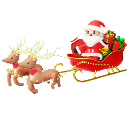 Gift distribution on Reindeer carriage  3D Illustration