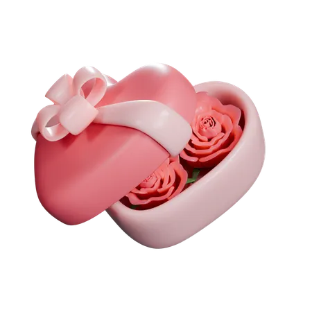 A Gift Box In A Heart Shape High Resolution 3000 X 3000 Blend File PNG Transparent 3D Icon
