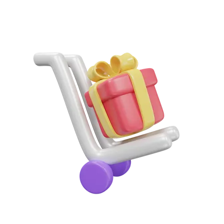 Gift In The Cart  3D Icon