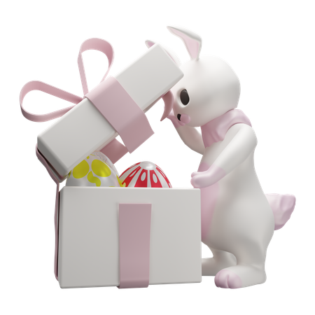 Gift open by rabbit  3D Icon
