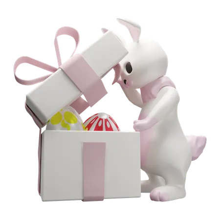 Gift open by rabbit  3D Icon