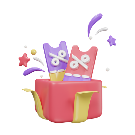 Gift Open With Coupon  3D Icon