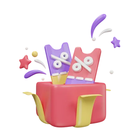 Gift Open With Coupon  3D Icon